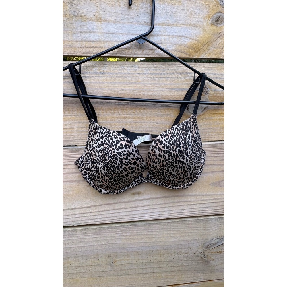 Victoria's Secret Very Sexy Push-Up Bra Leopard Animal Print Tan Black 34C
